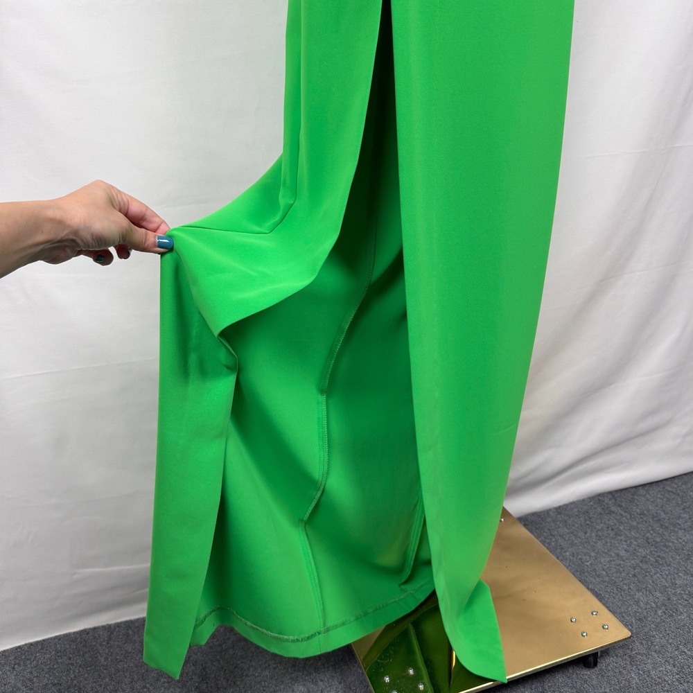 Amanda Uprichard Green Asymmetrical Cutout Gown Slit‎ Evening Maxi Dress XS USA - Picture 5 of 10